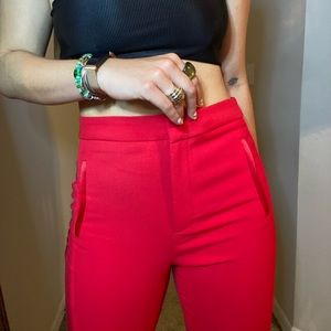 Red Pants Straight leg Trousers